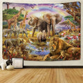 Decorbites lion tapestry silver grassland animal wall hanging bedroom