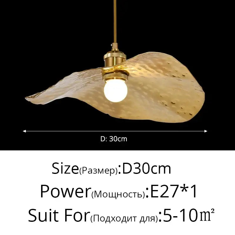 Gold hammered lotus flower pendant light for dining room