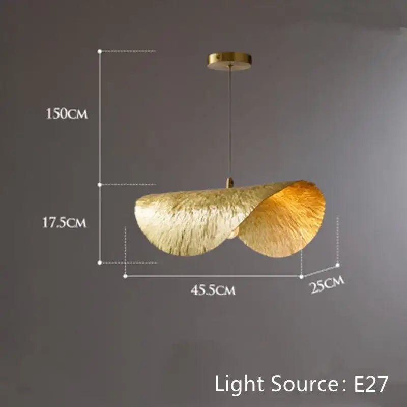 Gold hammered lotus flower pendant light for dining room