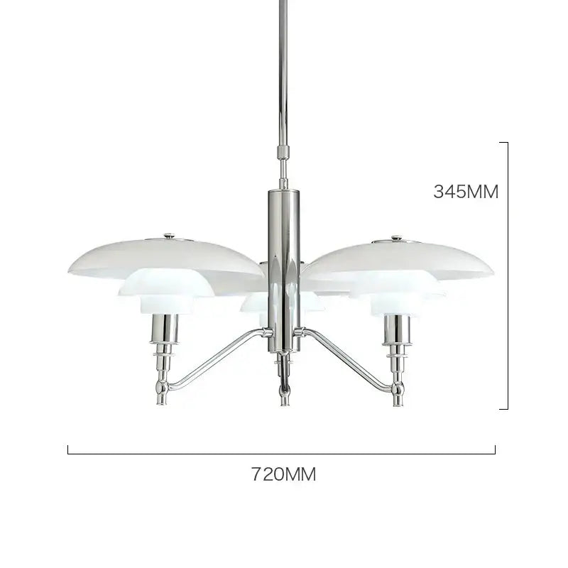 Sleek chrome lotus glass chandelier three light dining room pendant light