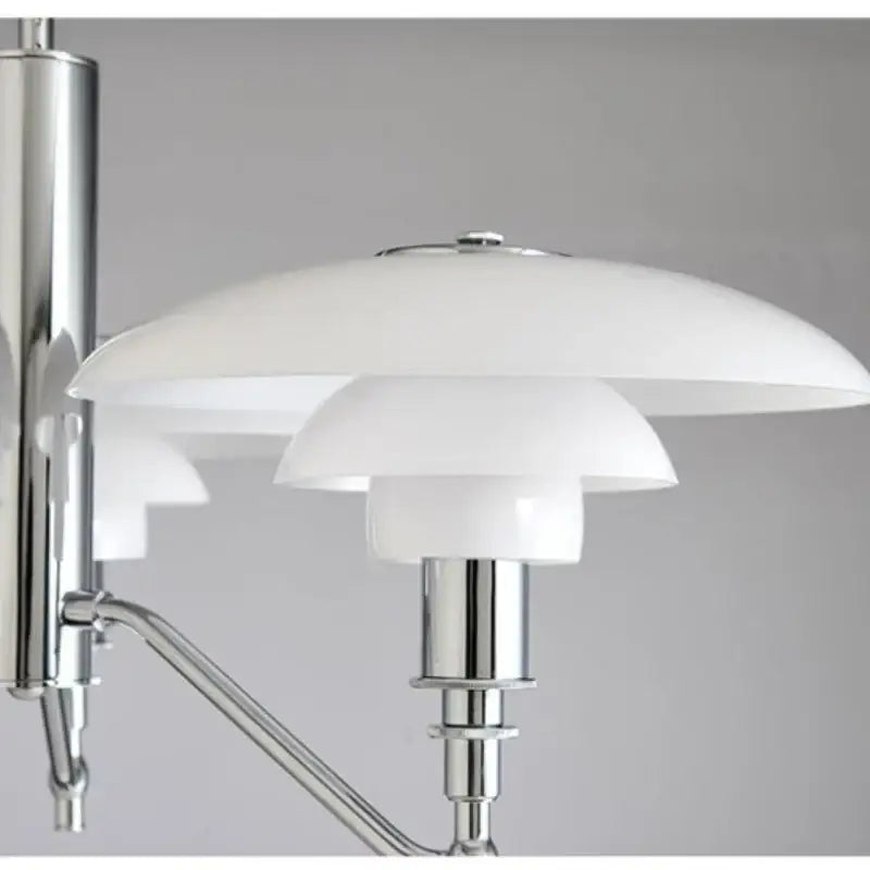 Sleek chrome lotus glass chandelier three light dining room pendant light