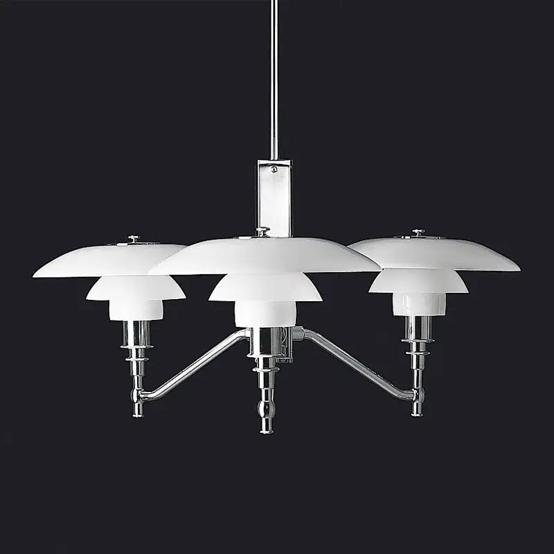 Sleek chrome lotus glass chandelier three light dining room pendant light