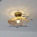 Modern amber lotus glass led ceiling light bedroom copper base