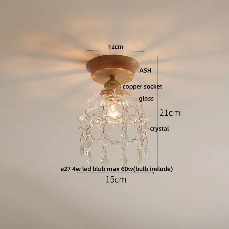 Modern amber lotus glass led ceiling light bedroom copper base