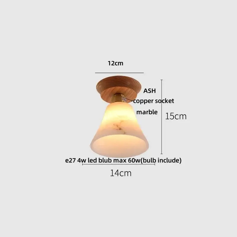 Modern amber lotus glass led ceiling light bedroom copper base