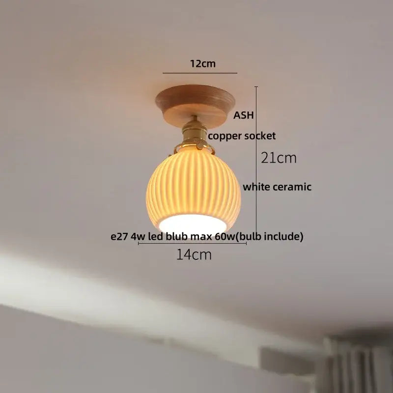Modern amber lotus glass led ceiling light bedroom copper base