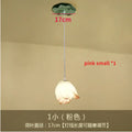 White and pink ceramic lotus glass pendant bedroom light