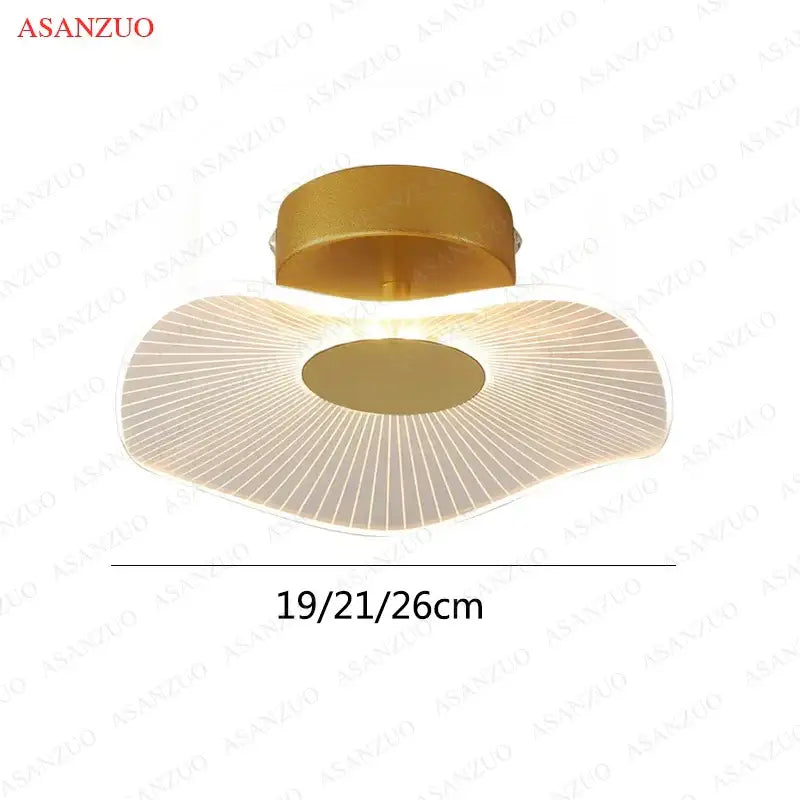 Nordic gold lotus leaf ceiling light for bedroom with radial pattern