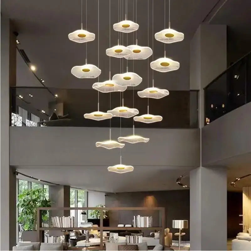 Modern white lotus leaf chandelier living room pendant light