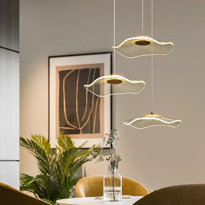 Modern white lotus leaf chandelier living room pendant light