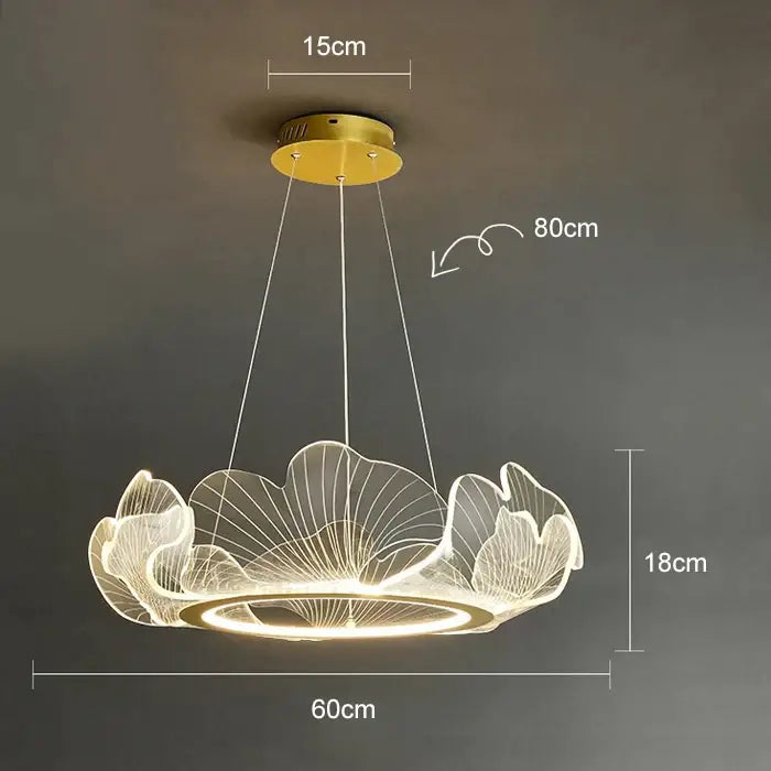 Modern gold lotus leaf chandelier living room pendant light