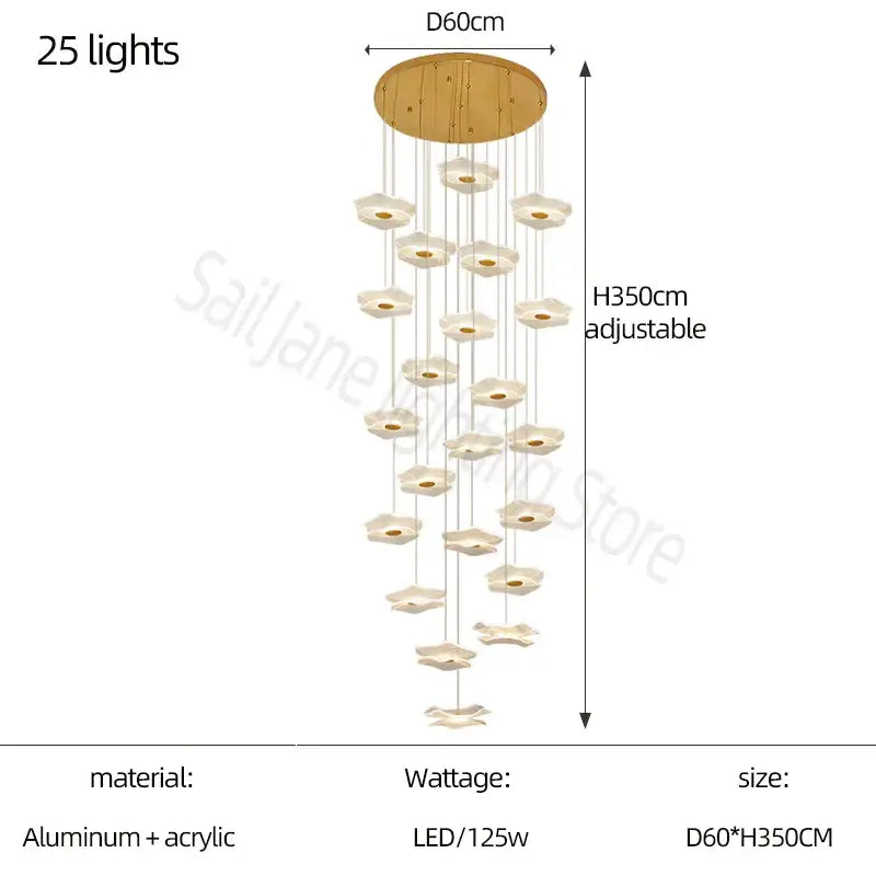 Modern nordic white lotus leaf chandelier living room light
