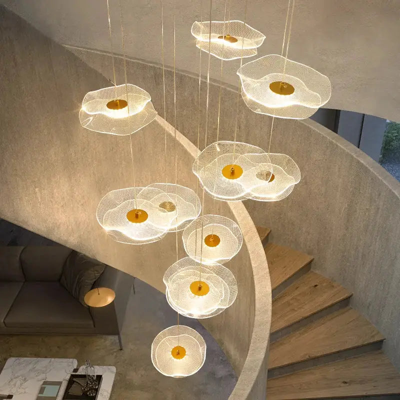 Modern nordic white lotus leaf chandelier living room light