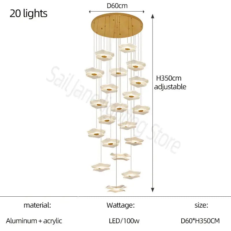 Modern nordic white lotus leaf chandelier living room light
