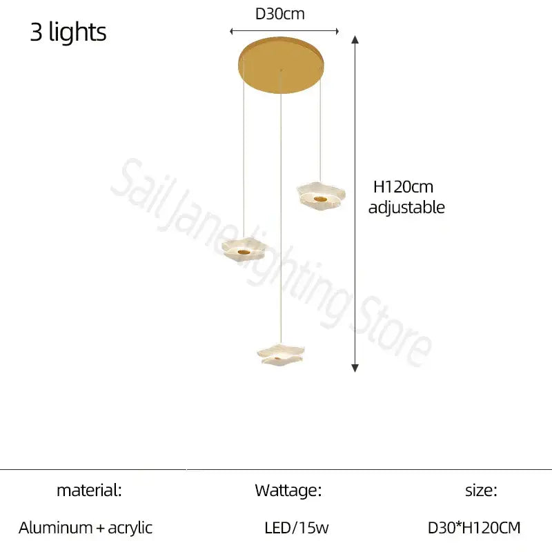 Modern nordic white lotus leaf chandelier living room light