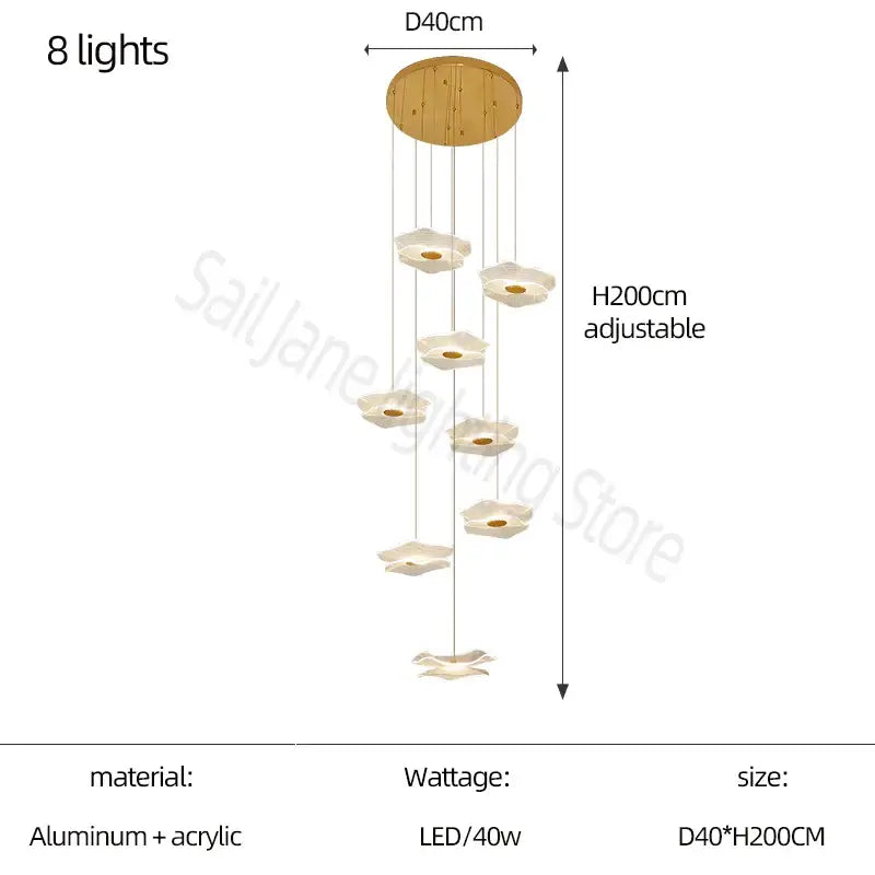 Modern nordic white lotus leaf chandelier living room light