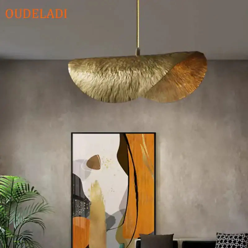Vintage lotus leaf copper chandelier kitchen pendant light