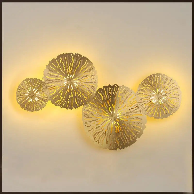 Decorbites lotus leaf golden copper wall lamp bedroom art light