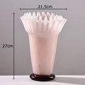 Blush pink lotus leaf edge ceramic vase living room decor