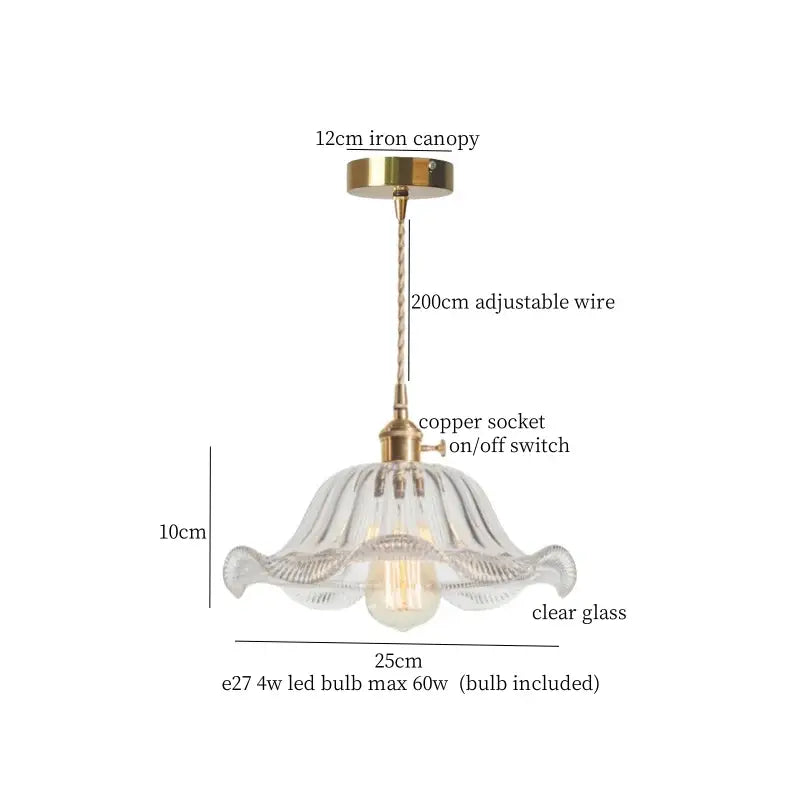 Japanese brass leaf glass led pendant light dining room