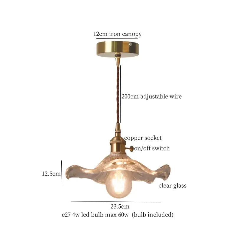Japanese brass leaf glass led pendant light dining room