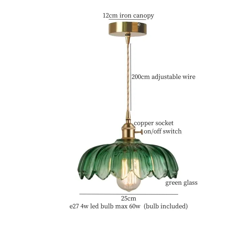Japanese brass leaf glass led pendant light dining room