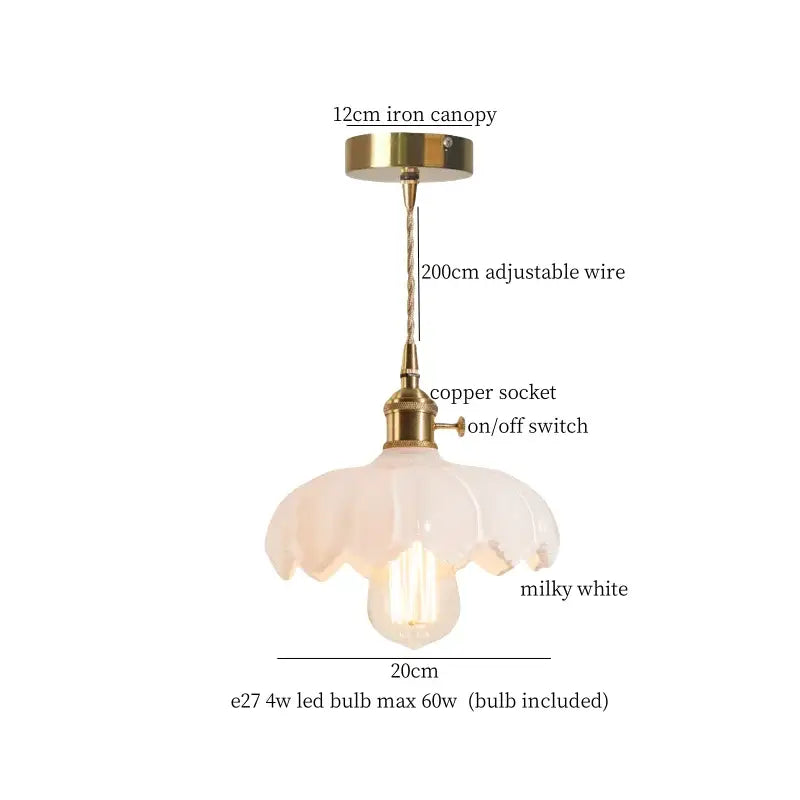 Japanese brass leaf glass led pendant light dining room