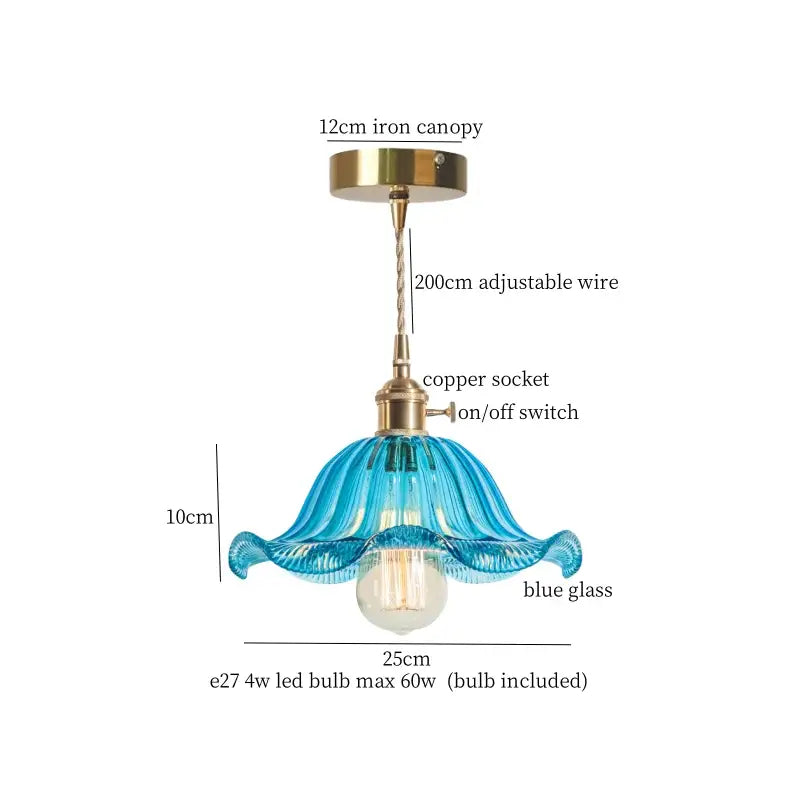 Japanese brass leaf glass led pendant light dining room