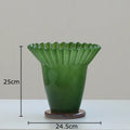 Emerald green lotus leaf glass vase set living room decor