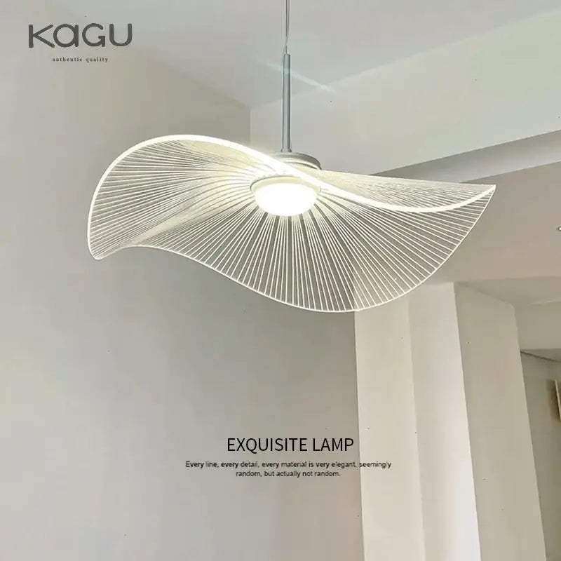 Modern white leaf hat chandelier for living room wireframe pendant