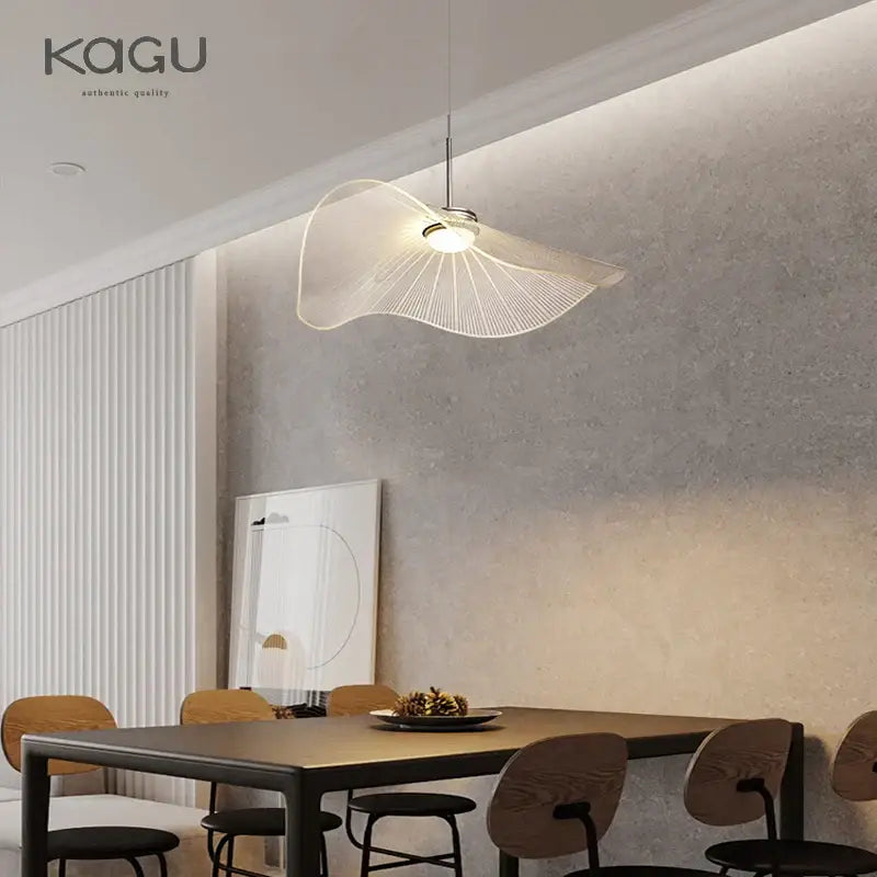 Modern white leaf hat chandelier for living room wireframe pendant