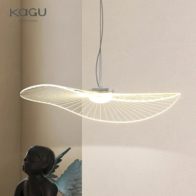 Modern white leaf hat chandelier for living room wireframe pendant