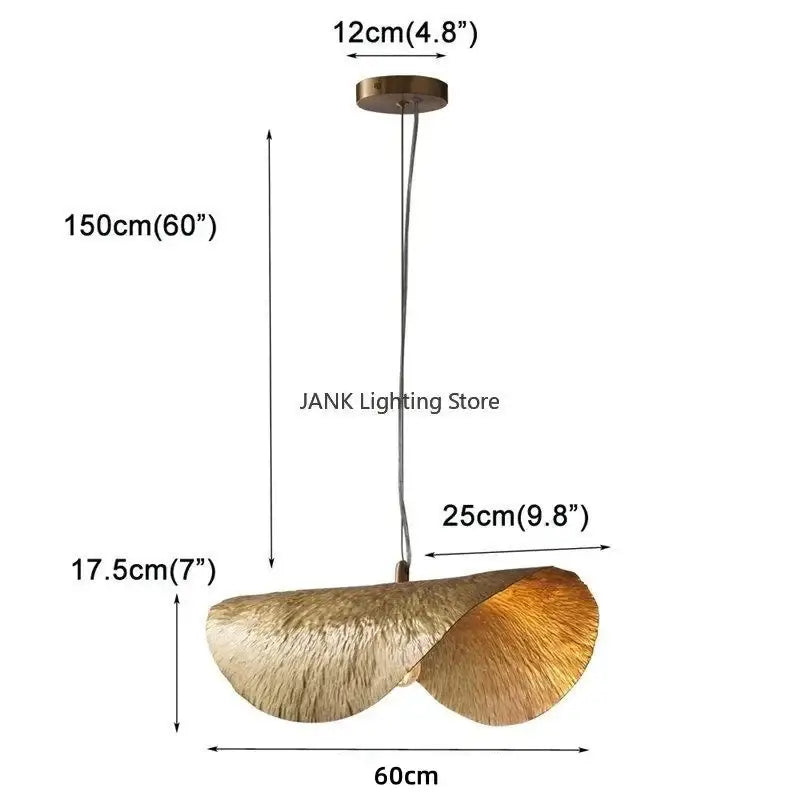 Elegant gold leaf hat pendant lamp for dining room