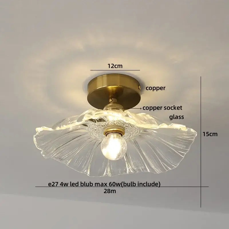 Nordic pink & purple lotus leaf led ceiling lamp for bedroom
