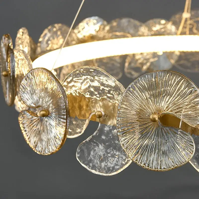 Modern gold lotus leaf led chandelier for dining room