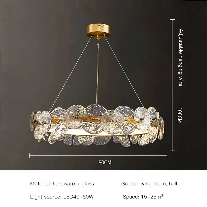 Modern gold lotus leaf led chandelier for dining room