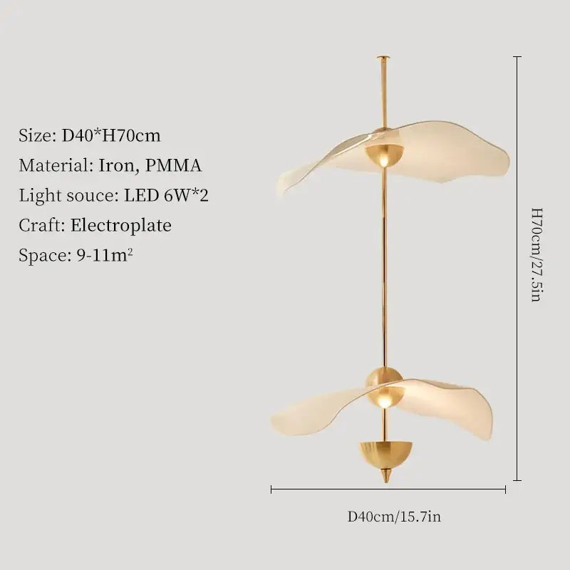 Modern gold lotus leaf led pendant lamp for living room