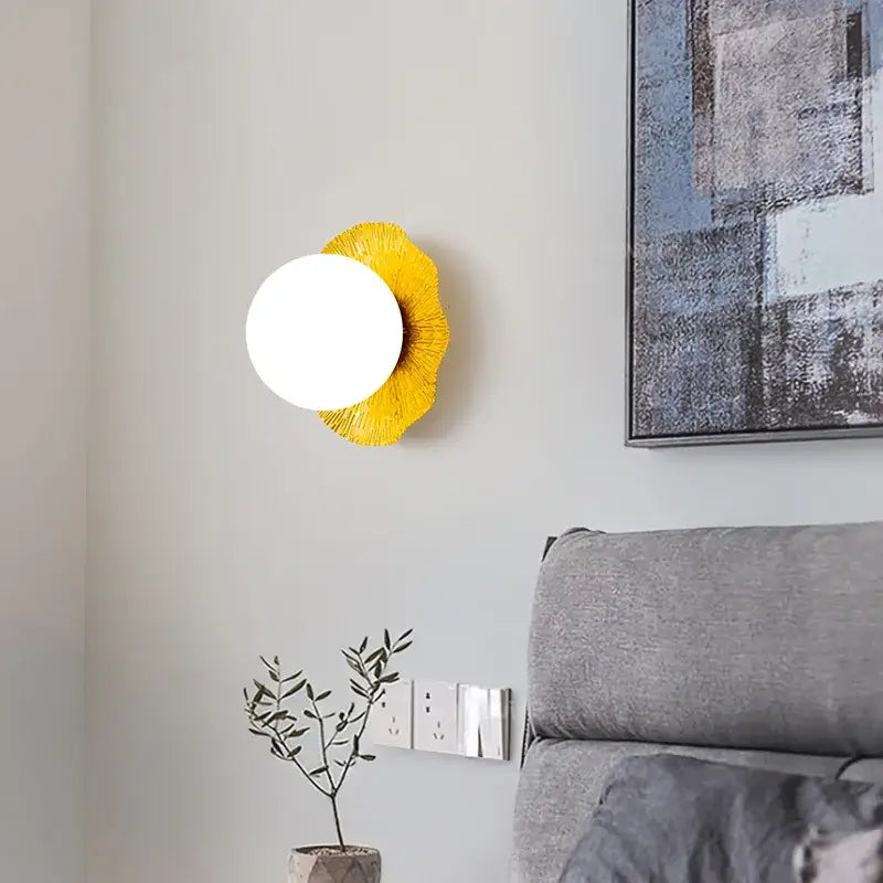 Minimalist gold & yellow lotus leaf led wall lamp living room
