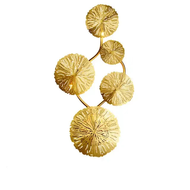 Gold lotus leaf wall lights living room glass sconce