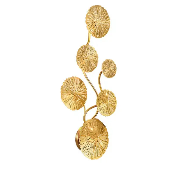 Gold lotus leaf wall lights living room glass sconce