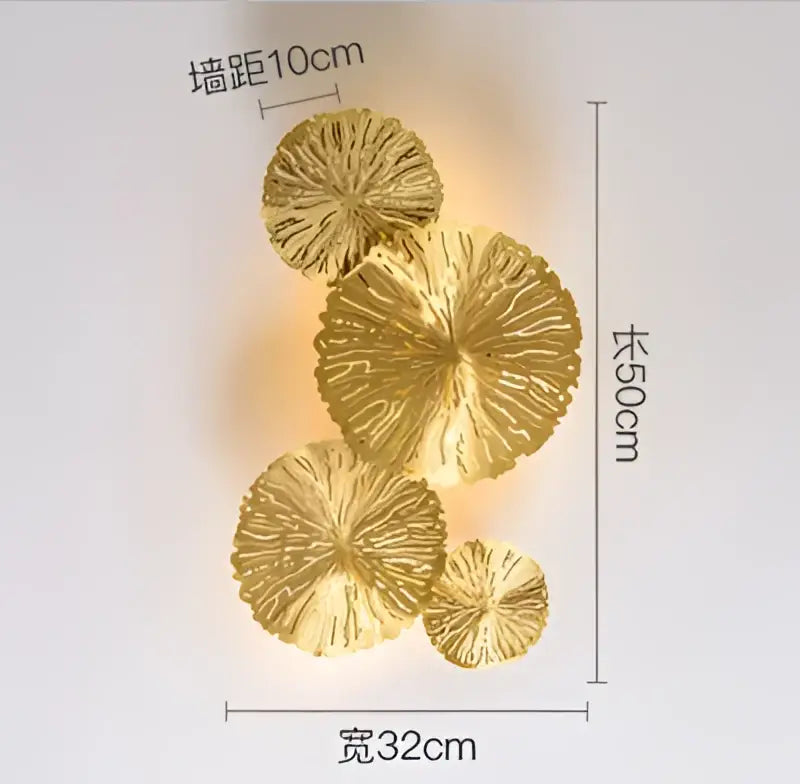 Gold lotus leaf wall lights living room glass sconce