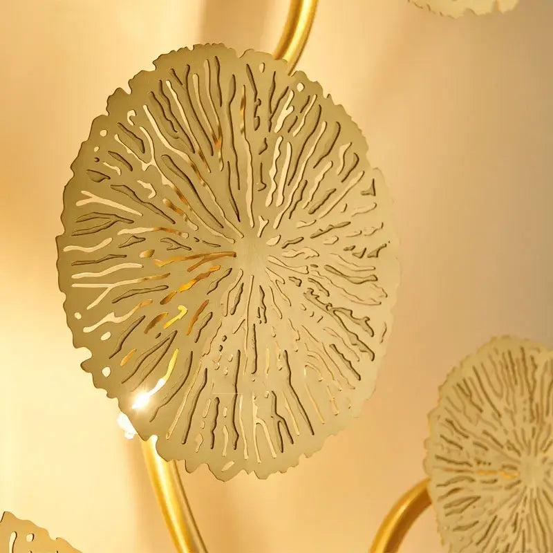 Gold lotus leaf wall lights living room glass sconce