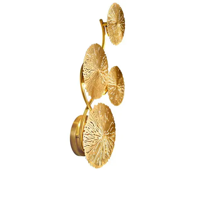 Gold lotus leaf wall lights living room glass sconce