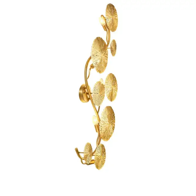 Gold lotus leaf wall lights living room glass sconce