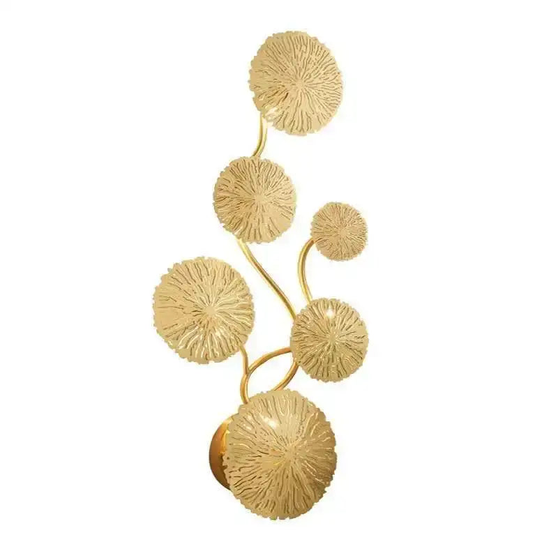 Gold lotus leaf wall lights living room glass sconce