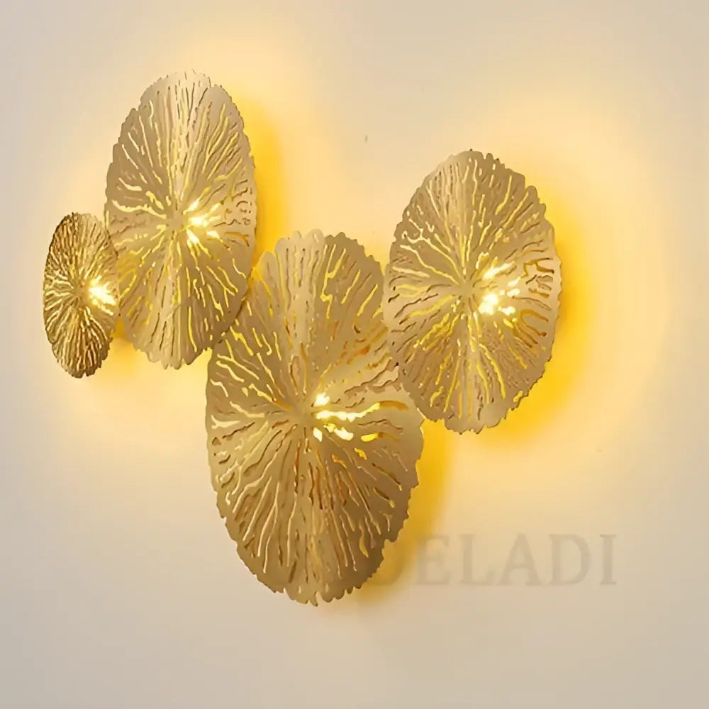 Industrial golden lotus leaf led wall sconce living room light