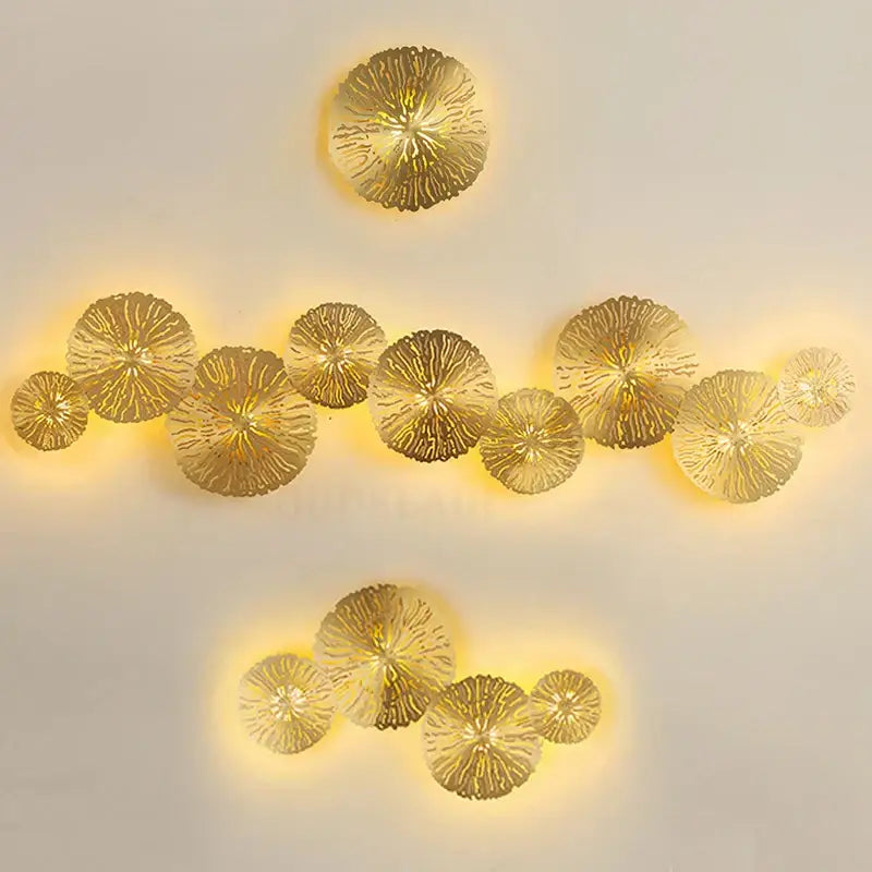Industrial golden lotus leaf led wall sconce living room light