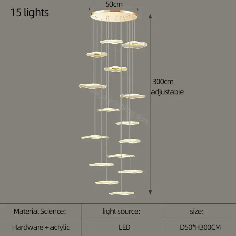 White and gold decorbites lotus leaf nordic chandelier dining room