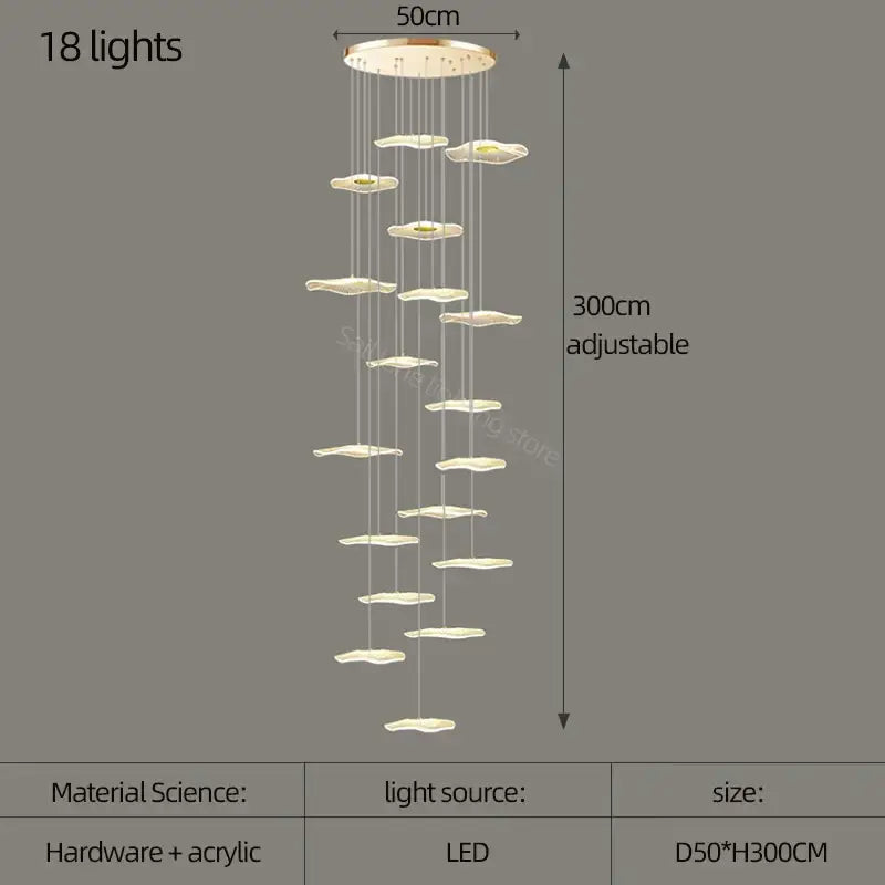 White and gold decorbites lotus leaf nordic chandelier dining room