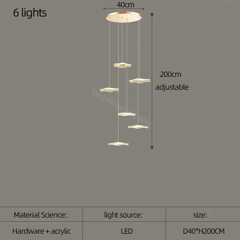 White and gold decorbites lotus leaf nordic chandelier dining room